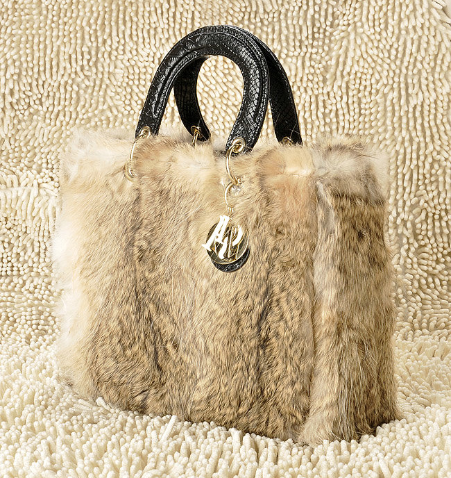 replica jumbo lady dior rabbit hair bag 6322 apricot